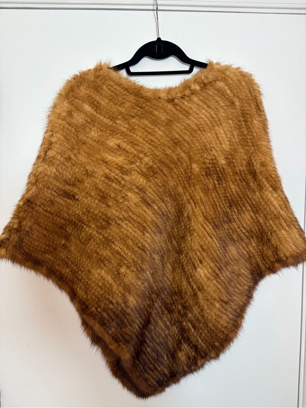 Women's Faux Fur Poncho in Rich Brown